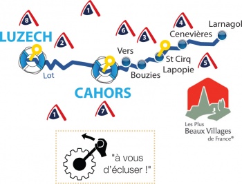 Itinéraire pour une croisière fluviale en bateau de location habitable sur le Lot entre Luzech Cahors Saint Cirq Lapopie et Larnagol